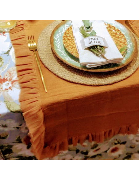 Camino de Mesa - CAMILA:  Tusor + Gasa desflecada contorno