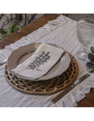 Camino de Mesa - CAMILA:  Tusor + Gasa desflecada contorno