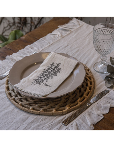 Camino de Mesa - CAMILA:  Tusor + Gasa desflecada contorno