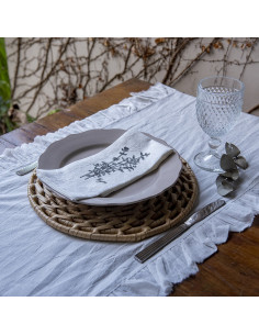 Camino de Mesa - CAMILA:  Tusor + Gasa desflecada contorno