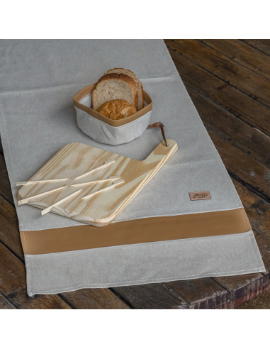 Set de Picada Cuero & Panamá: Panera + Tabla  +  2 Pinches