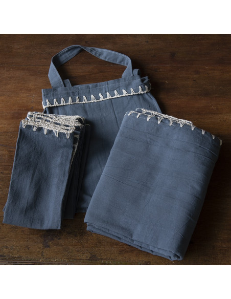 Set Artisan Crochet: Mantel + 6 Servilletas + Bolsita