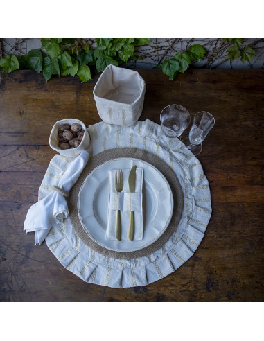 Pack x 4 Individuales Redondos  con Volados