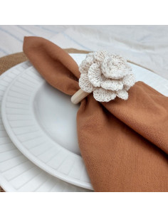 Servilletero  Flor Crochet x 4