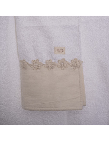 Set Toallón + Toalla Crochet Flor