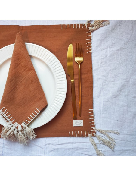 Servilletas Tusor XL  Carmina  I - Pack x 4 - Pespunte Esquinero