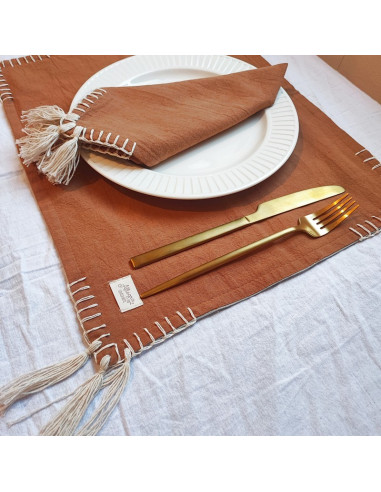 Servilletas Tusor XL  Carmina  I - Pack x 4 - Pespunte Esquinero