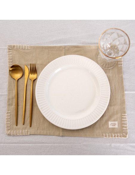 Individuales Tusor Carmina I  - Pack x 4 - Pespunte Esquinero