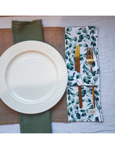 Individuales - Arpillera & Aplique Porta Cubiertos x 4