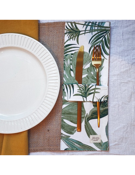 Individuales - Arpillera & Aplique Porta Cubiertos x 4