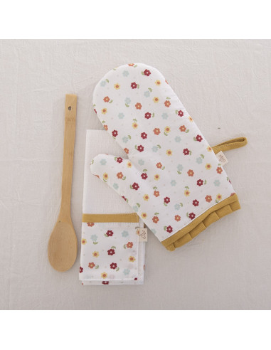 Set Manopla Vintage - Volados,  Repasador + Cuchara