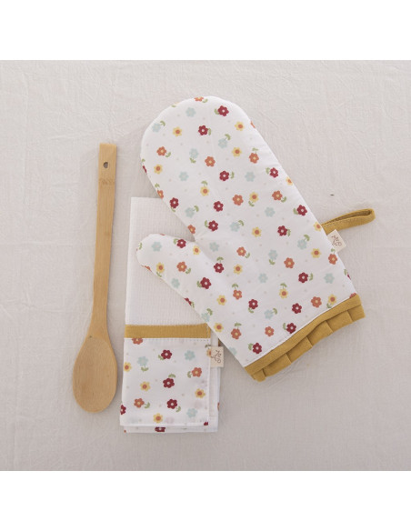 Set Manopla Vintage - Volados,  Repasador + Cuchara