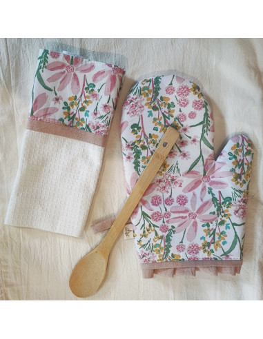 Set Manopla Vintage - Volados,  Repasador + Cuchara