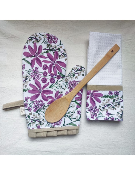 Set Manopla Vintage - Volados,  Repasador + Cuchara