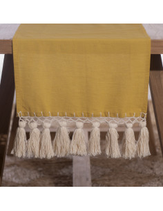 Camino de Mesa Indira: Red & Borlas crochet 2