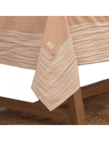 Mantel de Combinado Tusor Liso y Mil Rayas