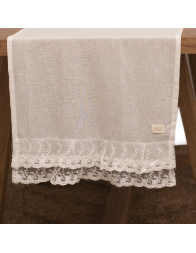 Camino de Gasa Blanco & Volados de Encaje