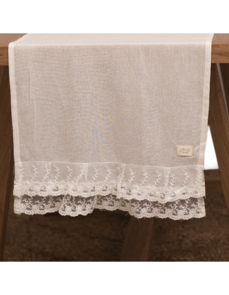 Camino de Gasa Blanco & Volados de Encaje