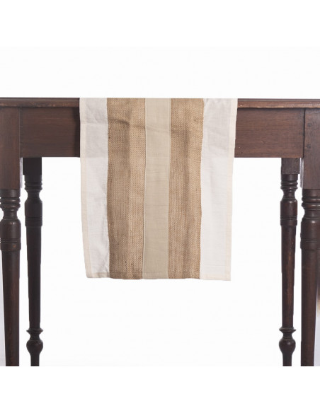 Camino de Mesa Centro de Arpillera y Tira en Tusor