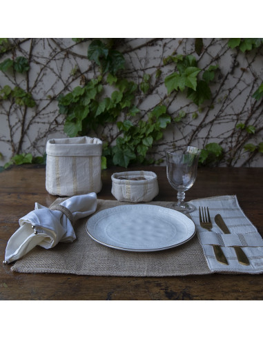 Pack de Individuales de Arpillera + Aplique Portacubiertos