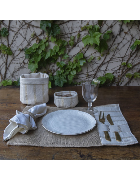 Pack de Individuales de Arpillera + Aplique Portacubiertos