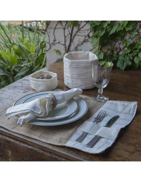 Pack de Individuales de Arpillera + Aplique Portacubiertos