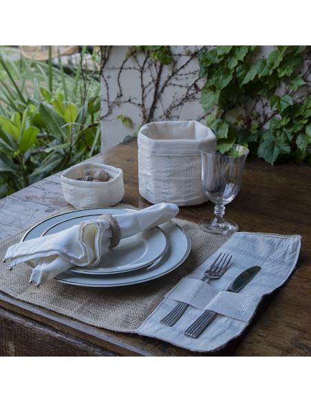 Pack de Individuales de Arpillera + Aplique Portacubiertos