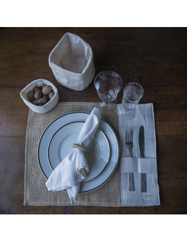 Pack de Individuales de Arpillera + Aplique Portacubiertos