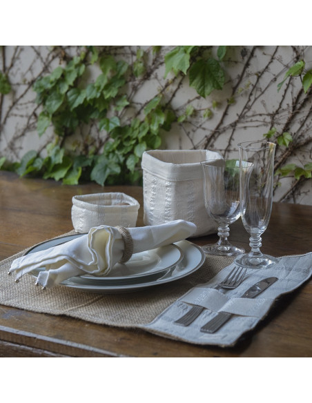 Pack de Individuales de Arpillera + Aplique Portacubiertos