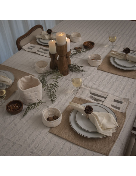 Pack de Individuales de Arpillera + Aplique Portacubiertos