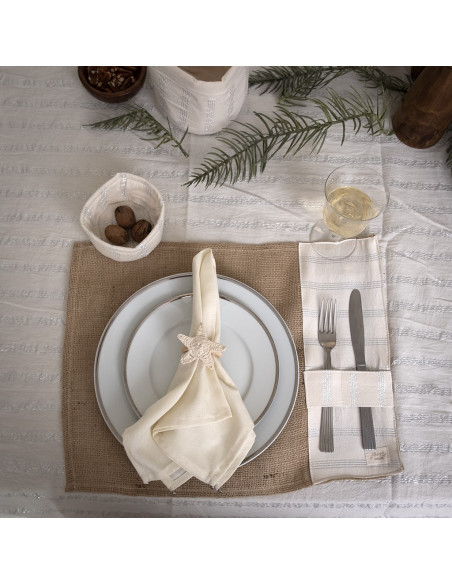 Pack de Individuales de Arpillera + Aplique Portacubiertos