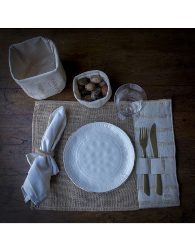 Pack de Individuales de Arpillera + Aplique Portacubiertos