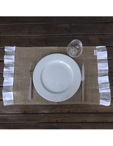 Individuales - Arpillera con volados x 4