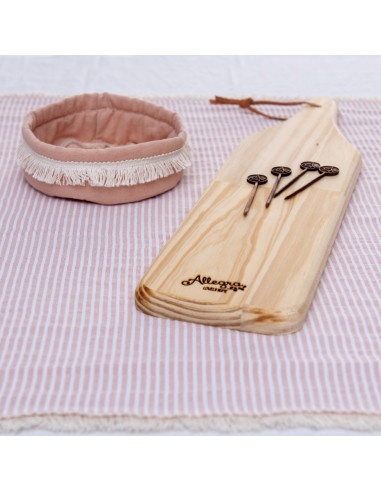 Set de Picada  Leslie: Tusor & Flecos - Mantel 60 x 60