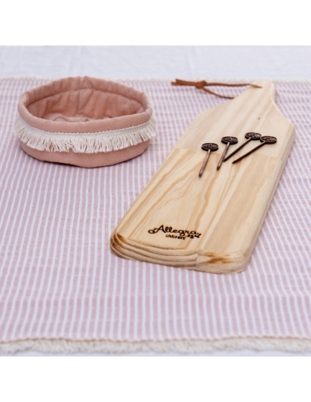 Set de Picada  Leslie: Tusor & Flecos - Mantel 60 x 60