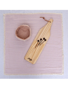 Set de Picada  Leslie: Tusor & Flecos - Mantel 60 x 60