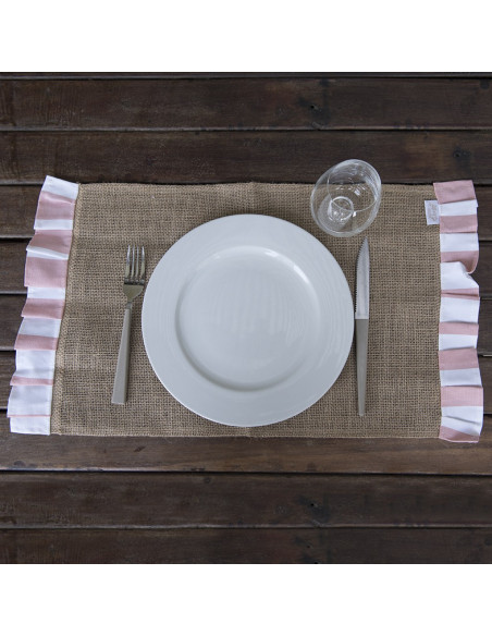 Individuales - Arpillera con volados x 4