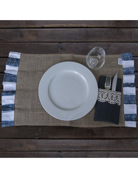 Individuales - Arpillera con volados x 4