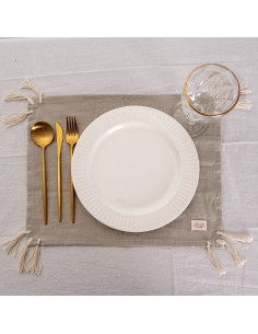 Individuales Tusor Carmina II  - Pack x 4 - Borlitas Esquineros