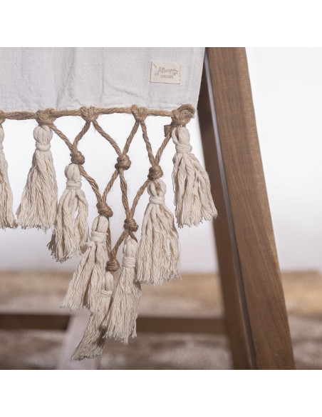 Camino de Mesa  Rombos Yute & Borlas de Algodón