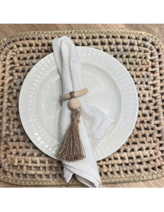 Servilletero Macramé  Borla y Madera x 4 2