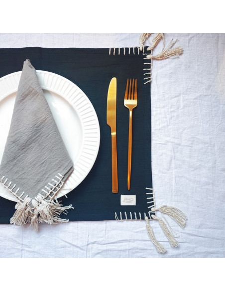 Individuales Tusor Carmina III - Pack x 4 - Borlitas & Esquineros