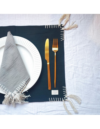 Individuales Tusor Carmina III - Pack x 4 - Borlitas & Esquineros