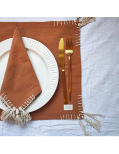 Individuales Tusor Carmina III - Pack x 4 - Borlitas & Esquineros