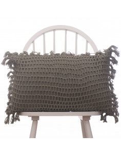 Almohadón Crochet Cuadros y Flecos  - Hilo Color - 40 x 60