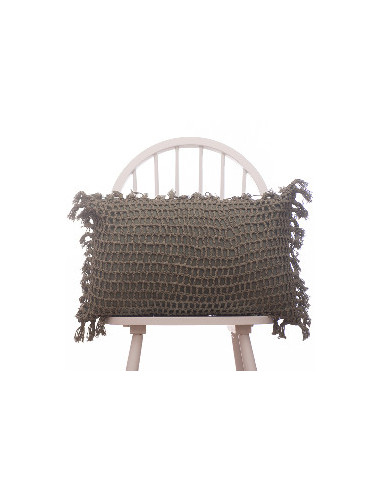 Almohadón Crochet Cuadros y Flecos  - Hilo Color - 40 x 60