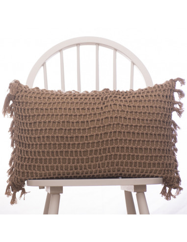 Almohadón Crochet Cuadros y Flecos  - Hilo Color - 40 x 60