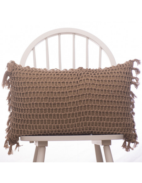 Almohadón Crochet Cuadros y Flecos  - Hilo Color - 40 x 60