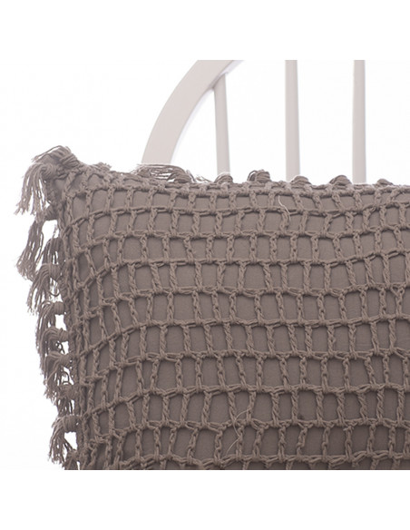 Almohadón Crochet Cuadros y Flecos  - Hilo Color - 40 x 60