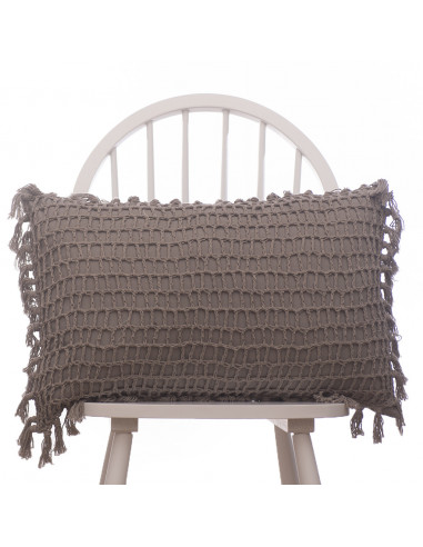 Almohadón Crochet Cuadros y Flecos  - Hilo Color - 40 x 60